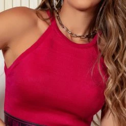 PL TRICOT NEWS 62379 - Tricot Crop Top With High Collar And Logomania 14 PL TRICOT NEWS 62379 - Tricot Crop Top With High Collar And Logomania