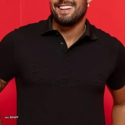 PL MALHA Identity 62407 - Classic Black Polo T-shirt With Logomania Print