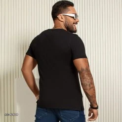 PL MALHA 62408 - Men's Color Block T-shirt With V-neck And Logomania