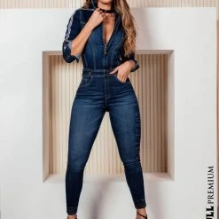 PIT BULL JEANS 62945 - Premium Jeans Jumpsuit With Embroidered Logomania