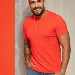 PL MALHA Identity 62498 - Men's Orange T-Shirt With Logomania