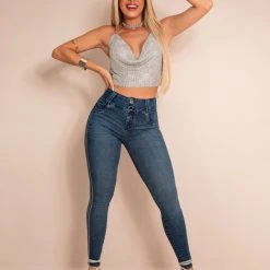 PL JEANS 62564 - Jeans With Silver Stripes NEWS