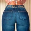 PL JEANS 62565 - Tight Jeans With A Shiny Gold Logomania And Butt Lift Effect