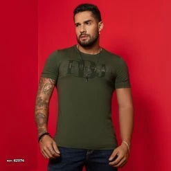 PL MALHA Identity 62574 - Men's Green T-shirt With Stylish Logomania