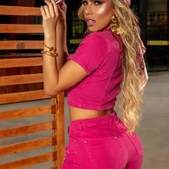 Pit Bull Jeans Official 62662 - Pink Jeans Short Skirt With Logomania And Belt Women 9 Pit Bull Jeans Official 62662 - Pink Jeans Short Skirt With Logomania And Belt Women