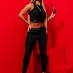 PL MALHA 62918 - Women's Classic Jogger Pants With Logomania On The Waistband