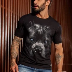 Pit Bull Jeans Official 62929 - Men's Black T-Shirt With Pit Bull Print NEWS