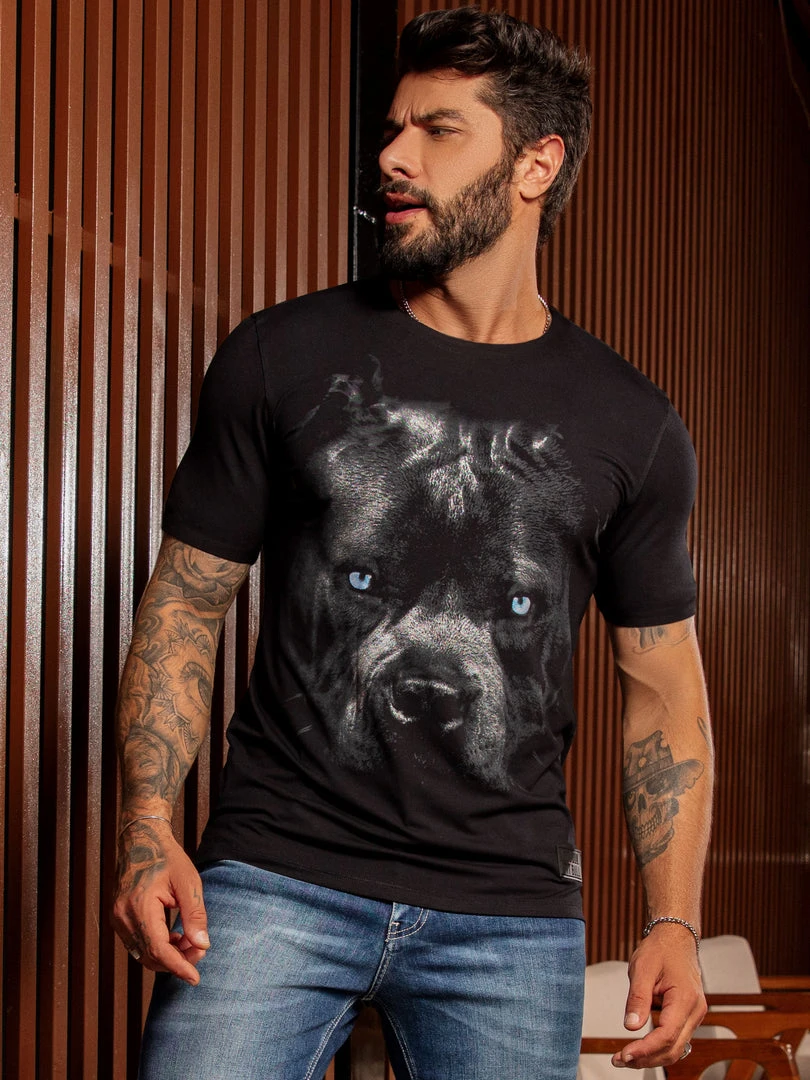 Pit Bull Jeans Official 62929 - Men's Black T-Shirt With Pit Bull Print NEWS 3 Pit Bull Jeans Official 62929 - Men's Black T-Shirt With Pit Bull Print NEWS