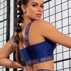 PL FITNESS 62947 - Top Fitness Blue With Logomania NEWS