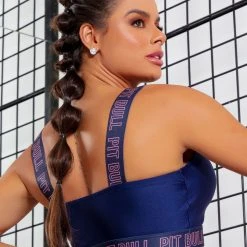 PL FITNESS 62947 - Top Fitness Blue With Logomania NEWS