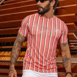 Pit Bull Jeans Official NEWS 63534 - Men's Pink Striped T-Shirt 9 Pit Bull Jeans Official NEWS 63534 - Men's Pink Striped T-Shirt