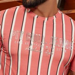 Pit Bull Jeans Official NEWS 63534 - Men's Pink Striped T-Shirt 8 Pit Bull Jeans Official NEWS 63534 - Men's Pink Striped T-Shirt