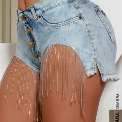 PL JEANS Sexy Shorts Curves Modeler With Rhinestones And Butt Lifting - 63951