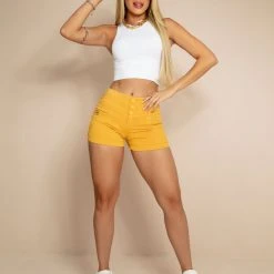 PL JEANS 64126 - Yellow Jeans Shorts Lift Butt 10 PL JEANS 64126 - Yellow Jeans Shorts Lift Butt