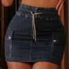 PL JEANS NEWS 64320 - Navy Blue Jeans Miniskirt With Butt Lift