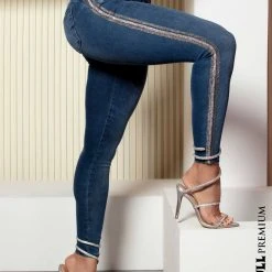 PL JEANS 65213 - Skinny Jeans With Side Zip And Strass Premium NEWS