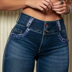 PL JEANS 65236 - Modeling Jeans With Shiny Stones And Logomania NEWS