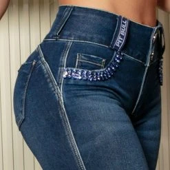 PL JEANS 65236 - Modeling Jeans With Shiny Stones And Logomania NEWS