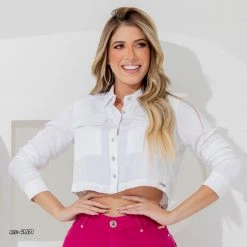 PL REPRESENTAÇÃO MALHA Turbo Collection Cropped Shirt With Crystal Buttons - 41671