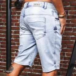 REPRESENTAÇÃO JEANS Turbo Collection Men's Light Denim Shorts Destroyeds - 59446