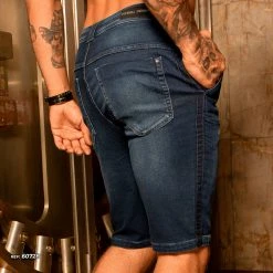 PL JEANS Men's Dark Denim Shorts With Adjustable Drawstring - 60728