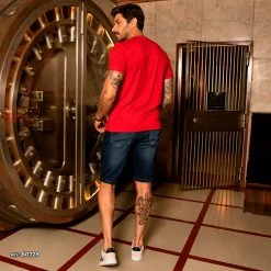 PL JEANS Men's Dark Denim Shorts With Adjustable Drawstring - 60728