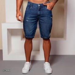PIT BULL JEANS 61853 - Men's Shorts Total Style With Logomania And Frayed
