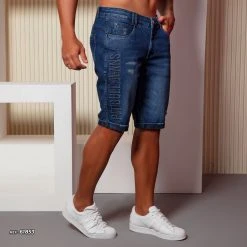 PIT BULL JEANS 61853 - Men's Shorts Total Style With Logomania And Frayed