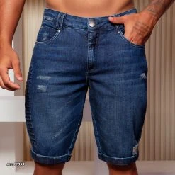 PIT BULL JEANS 61853 - Men's Shorts Total Style With Logomania And Frayed