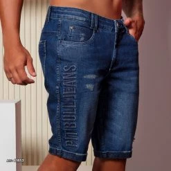 PIT BULL JEANS 61853 - Men's Shorts Total Style With Logomania And Frayed