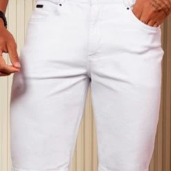 PIT BULL JEANS 62814 - Men's Classic White Shorts With Exclusive Logomania