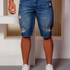 PIT BULL JEANS 62826 - Classic Destroyed Denim Male Bermuda 11 PIT BULL JEANS 62826 - Classic Destroyed Denim Male Bermuda