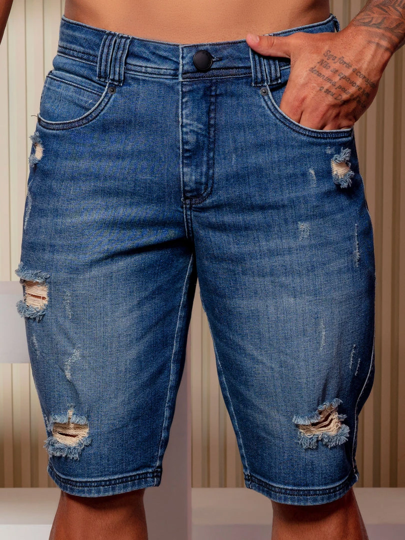 PIT BULL JEANS 62826 - Classic Destroyed Denim Male Bermuda 3 PIT BULL JEANS 62826 - Classic Destroyed Denim Male Bermuda