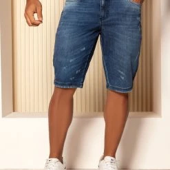 PIT BULL JEANS 63360 - Light Marbled Denim Shorts For Men