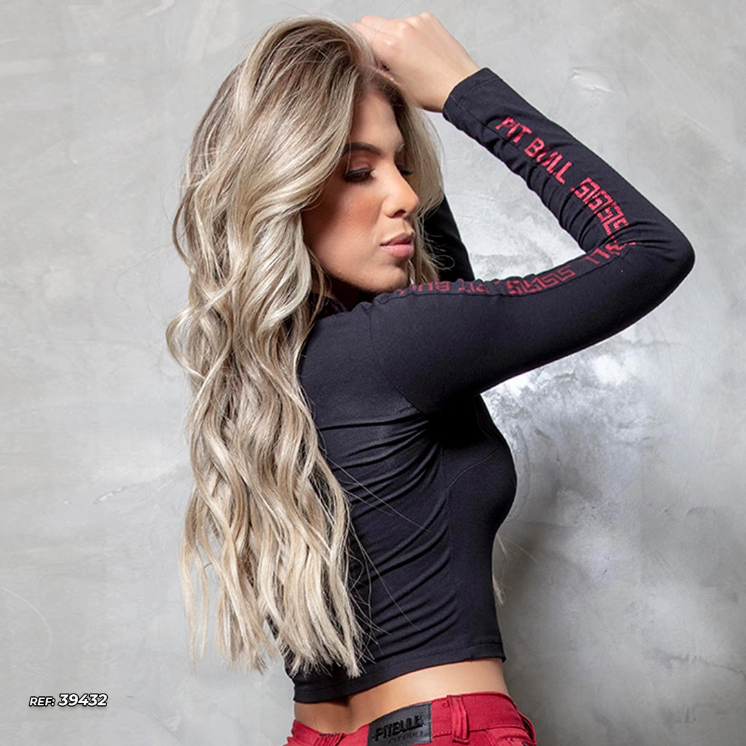 PL REPRESENTAÇÃO MALHA Women Long Sleeve Cropped Top - 39432 4 PL REPRESENTAÇÃO MALHA Women Long Sleeve Cropped Top - 39432