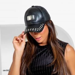 PIT BULL JEANS Men Black Leather Cap PBJ - 37541