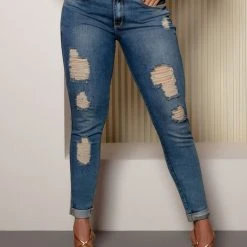 PIT BULL JEANS 38568 - Boyfriend Destroyed Jeans With Belt