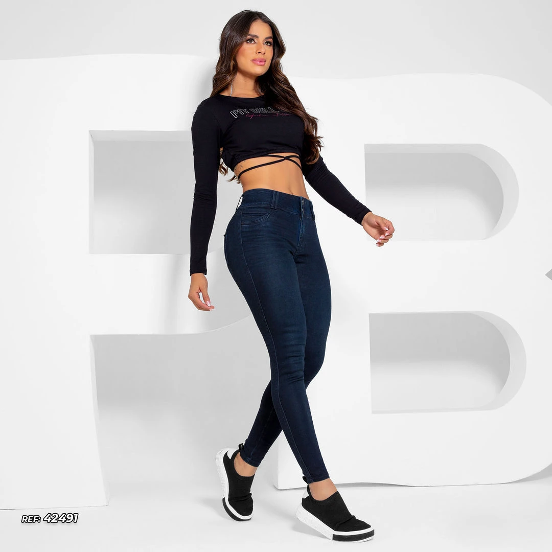PL JEANS Dark Skinny Jeans With Butt Lifting - 42491 7 PL JEANS Dark Skinny Jeans With Butt Lifting - 42491