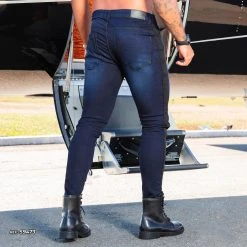 PIT BULL JEANS Traditional Men's Pants Navy Blue - 59473