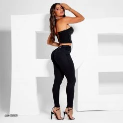 PIT BULL JEANS High Waisted Pants Basic Black - 62952 12 PIT BULL JEANS High Waisted Pants Basic Black - 62952