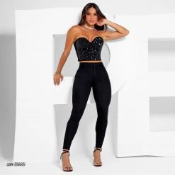 PIT BULL JEANS High Waisted Pants Basic Black - 62952 11 PIT BULL JEANS High Waisted Pants Basic Black - 62952