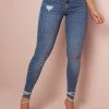 PL JEANS NEWS 65031 - Classic Design Jeans With Destroyed