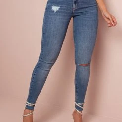 PL JEANS NEWS 65031 - Classic Design Jeans With Destroyed