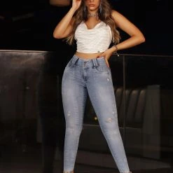 Pit Bull Jeans Official 65217 - Blue Skinny Jeans With Total Logomania NEWS