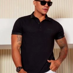 PL MALHA Black Polo T-shirt Traditional With Exclusive Logomania - 40974