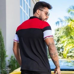 PL MALHA Color Block Polo With Zipper - 60007 Conecte-Se