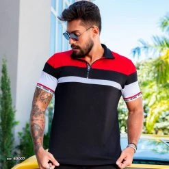 PL MALHA Color Block Polo With Zipper - 60007 Conecte-Se