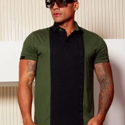 PL MALHA NEWS 61688 - Men's Green Military Polo T-Shirt