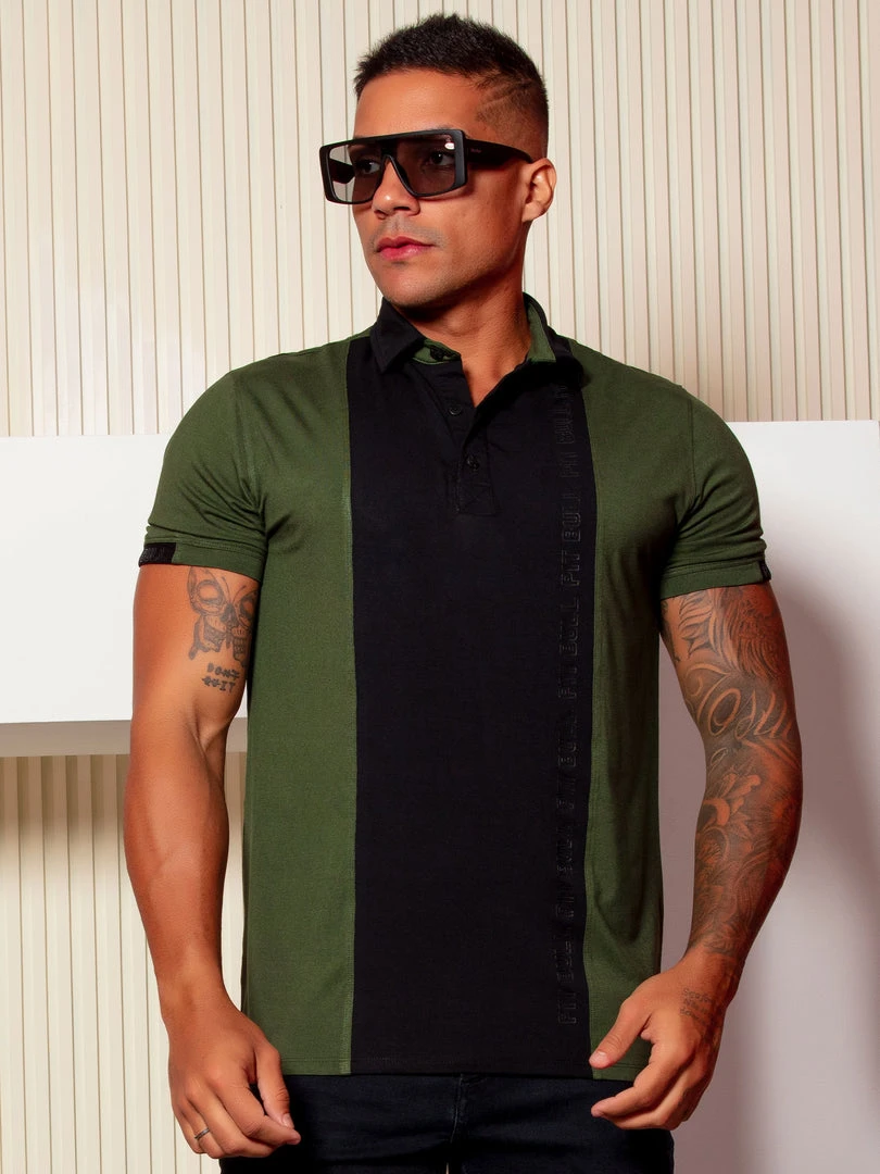 PL MALHA NEWS 61688 - Men's Green Military Polo T-Shirt 3 PL MALHA NEWS 61688 - Men's Green Military Polo T-Shirt