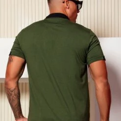 PL MALHA NEWS 61688 - Men's Green Military Polo T-Shirt